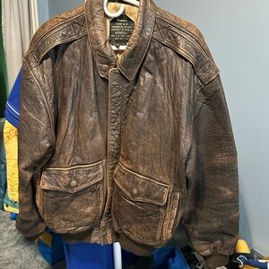 Avirex Dark Brown Leather Bomber Jacket